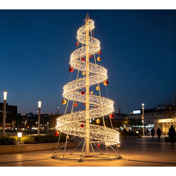 オーナメント付きスパイラルクリスマスツリー